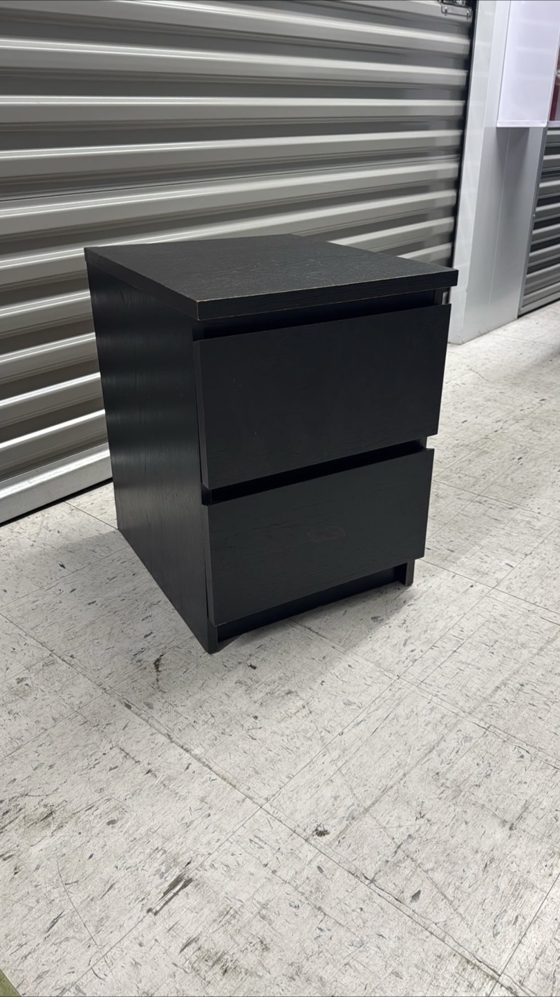 Ikea Black Two-Drawer Nightstand