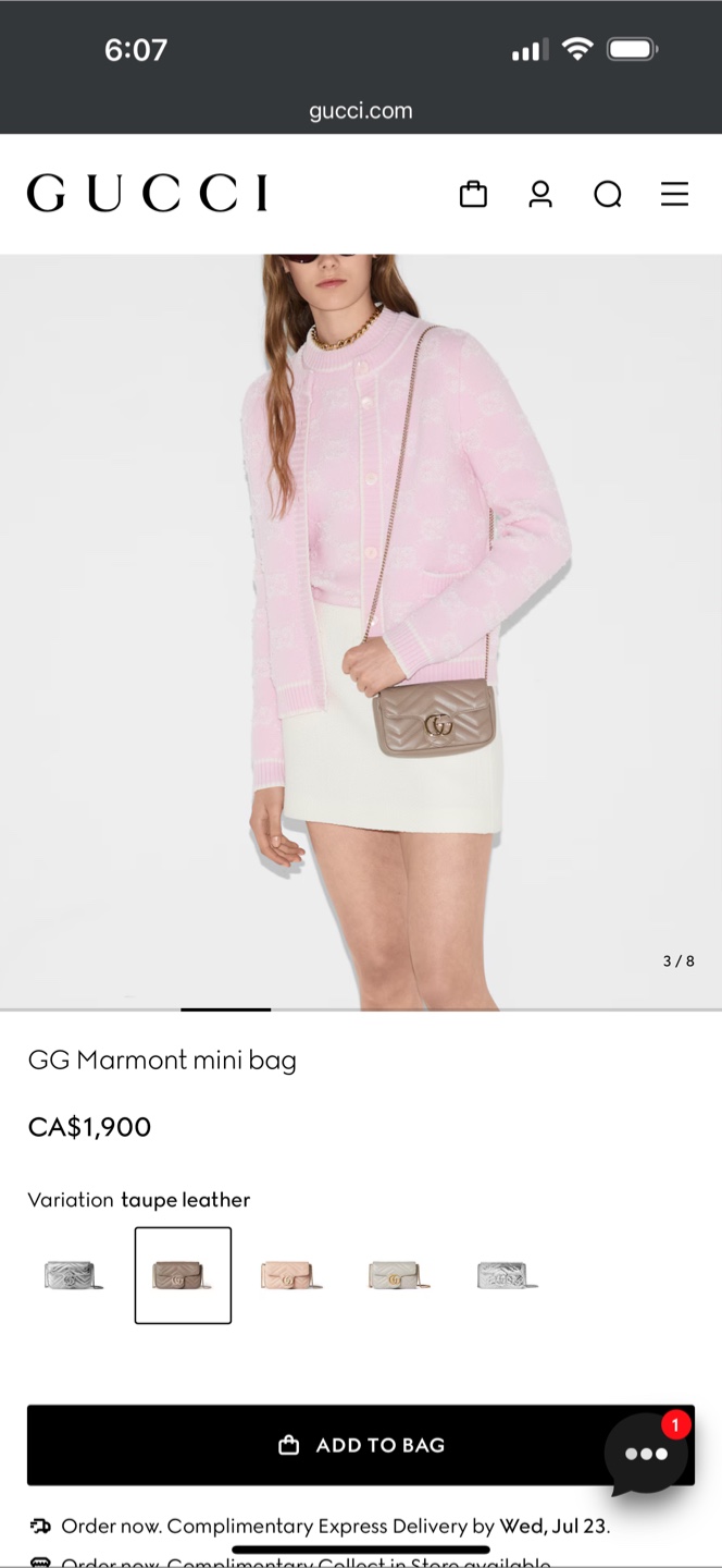 Gucci GG Marmont Mini Bag - Taupe