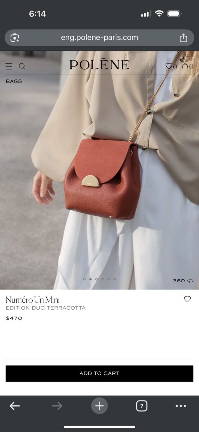 Polène Numéro Un Mini Terracotta Bag- all leather