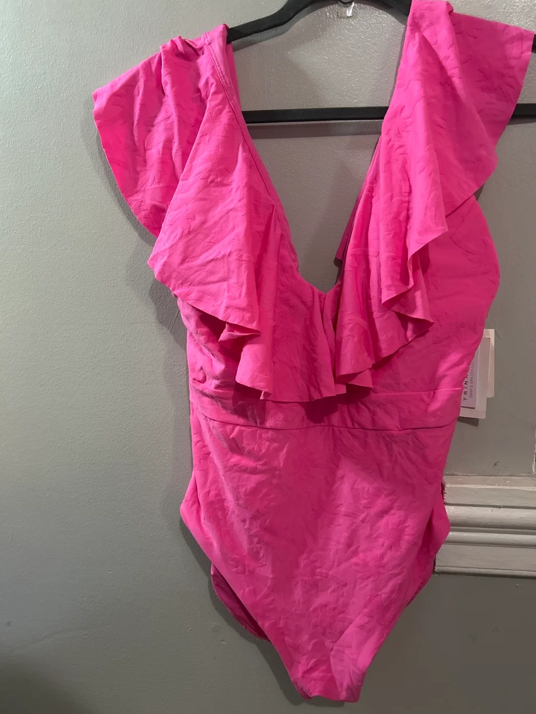 Trina Turk Pink Ruffled Swimsuit - Size 12 thumbnail