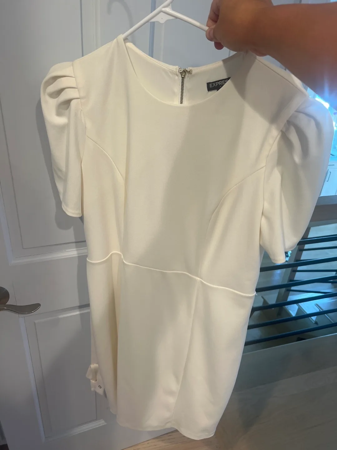 Express White Puff Sleeve Mini Dress thumbnail