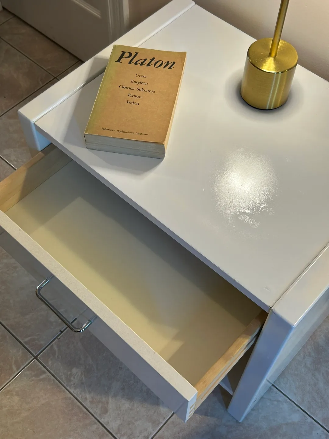 White Bedside Table with Drawer image indicator(2)
