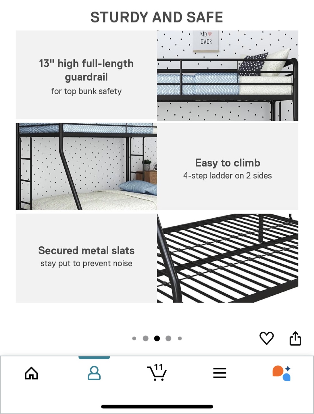DHP Dusty Metal Bunk Bed - Twin/Full Size - photo 4