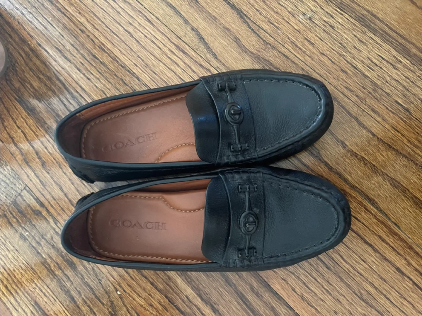 COACH Black Leather Loafers thumbnail
