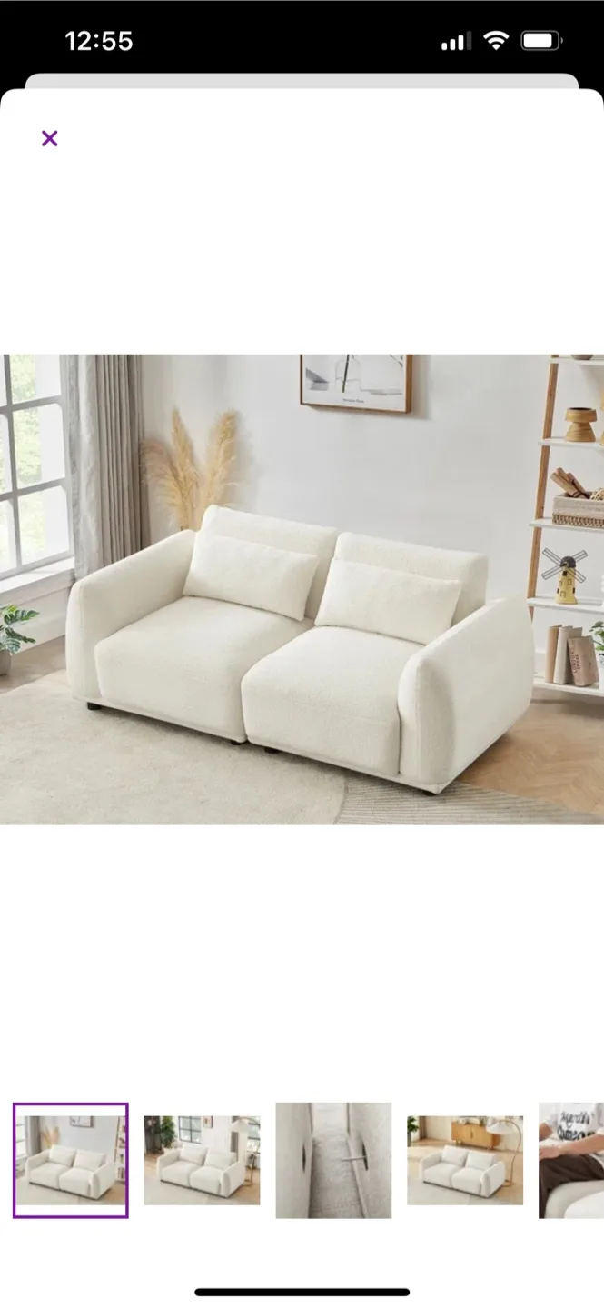 White Boucle 2-Piece Sectional Sofa thumbnail