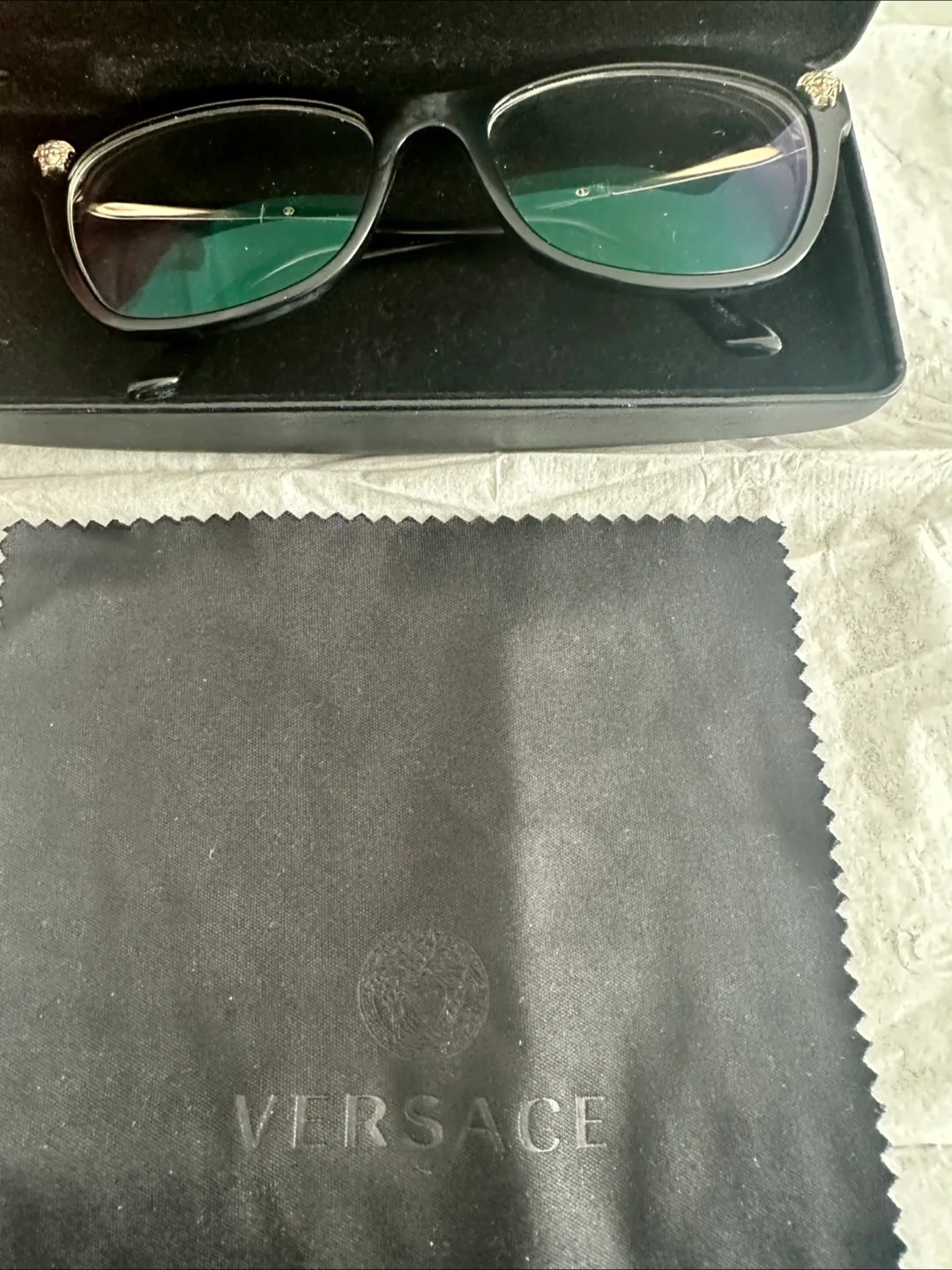 Versace Black Eyeglasses with Case image indicator(2)