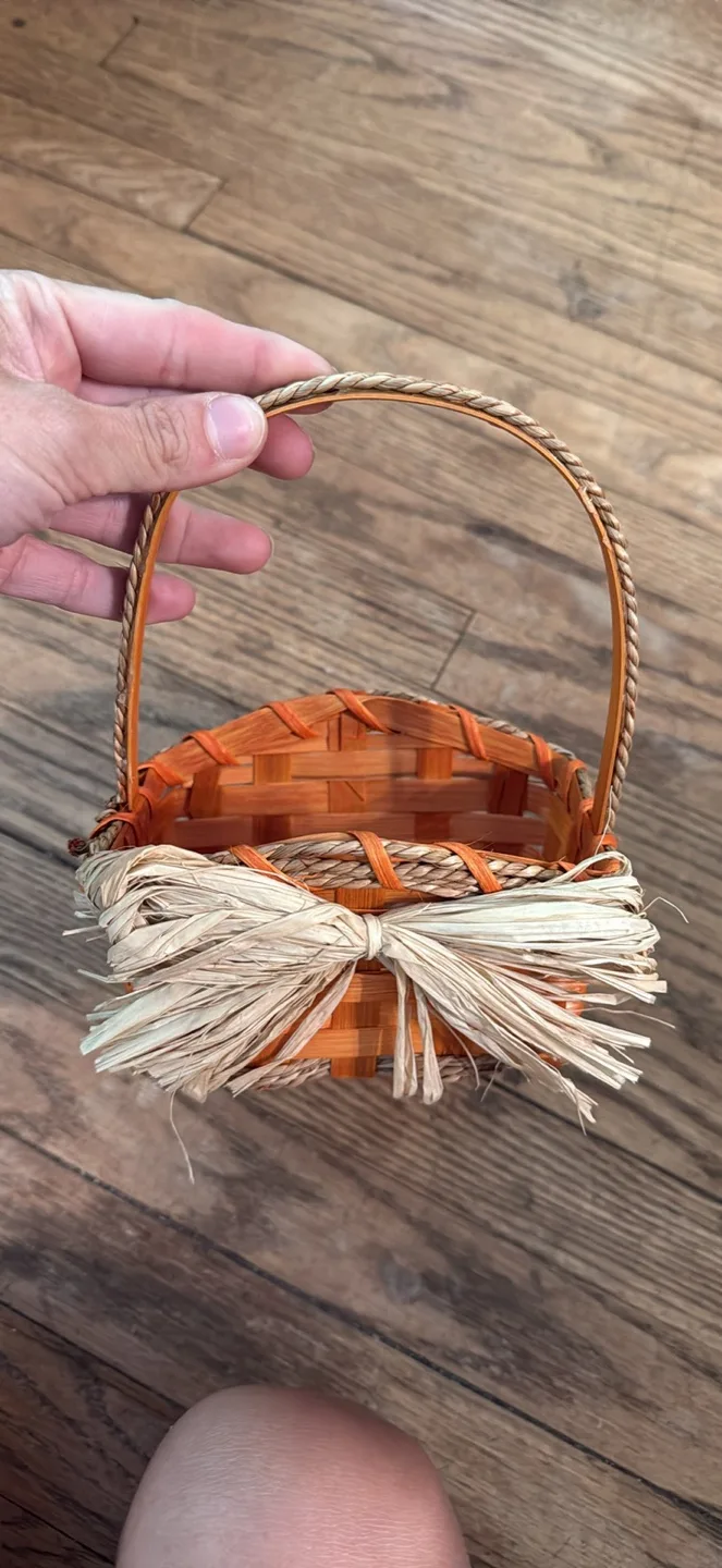 Woven Orange & Straw Basket thumbnail