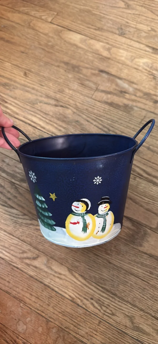 Blue Metal Snowman Bucket thumbnail