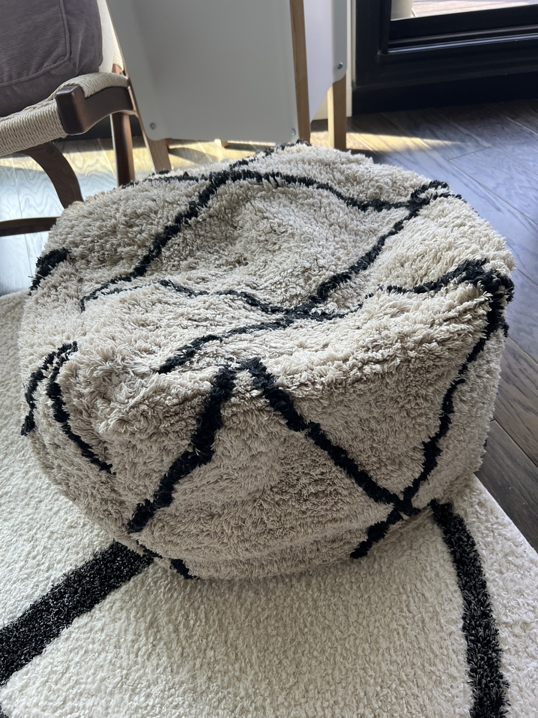 Pouf Ottoman - Beige & Black - photo 2