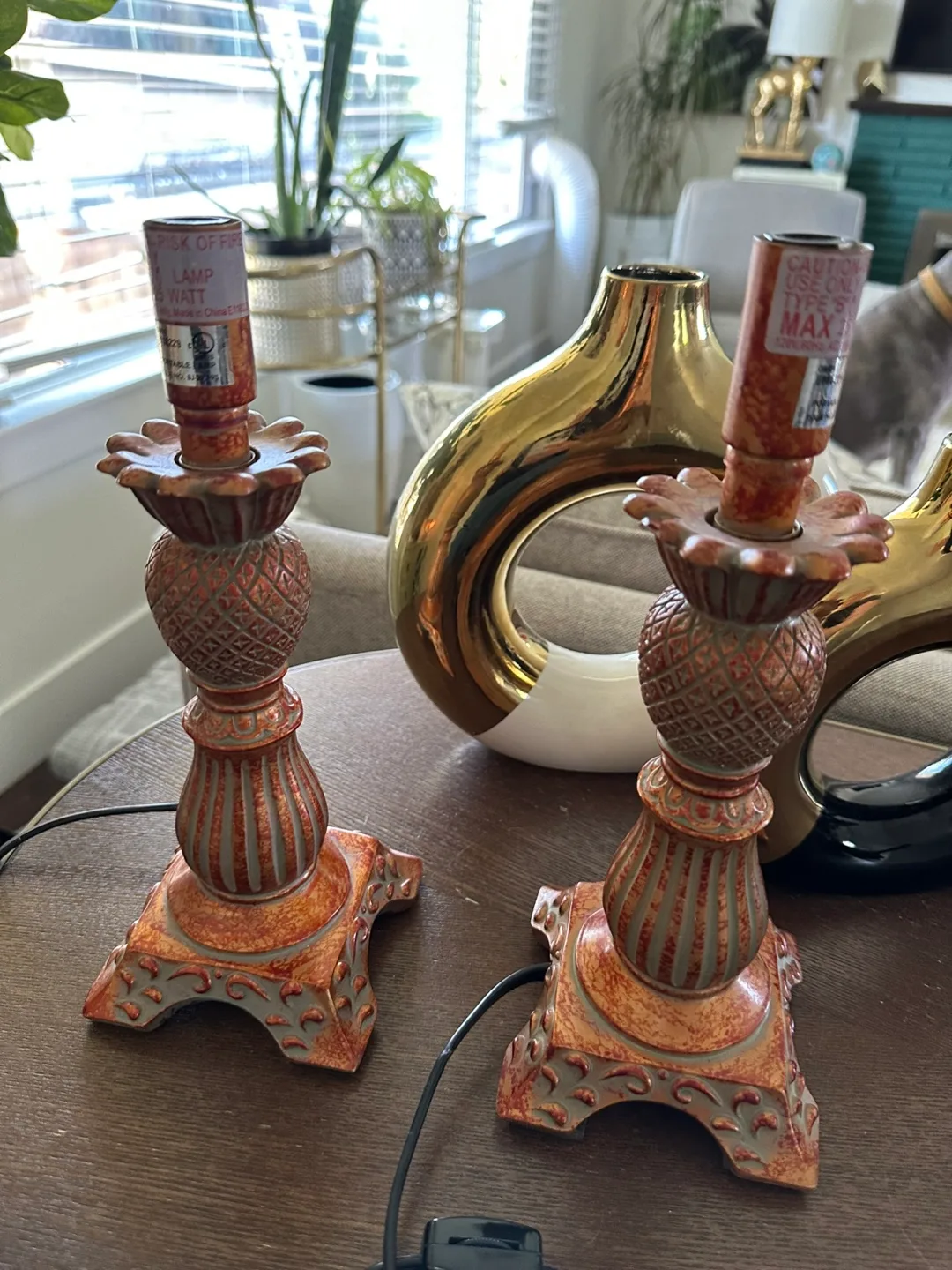 Pair of Decorative Pineapple Lamps thumbnail