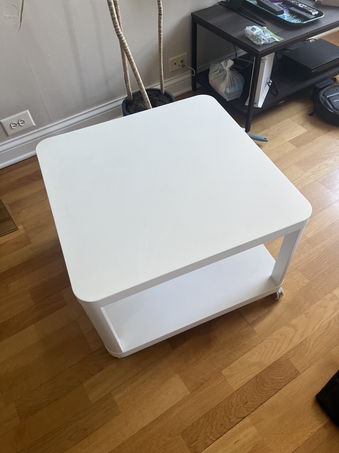IKEA Lack White Side Table on Wheels