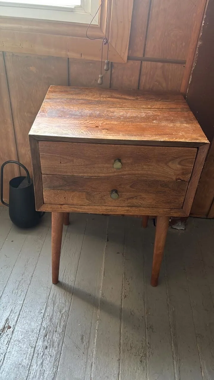 Wood Nightstand with 2 Drawers thumbnail