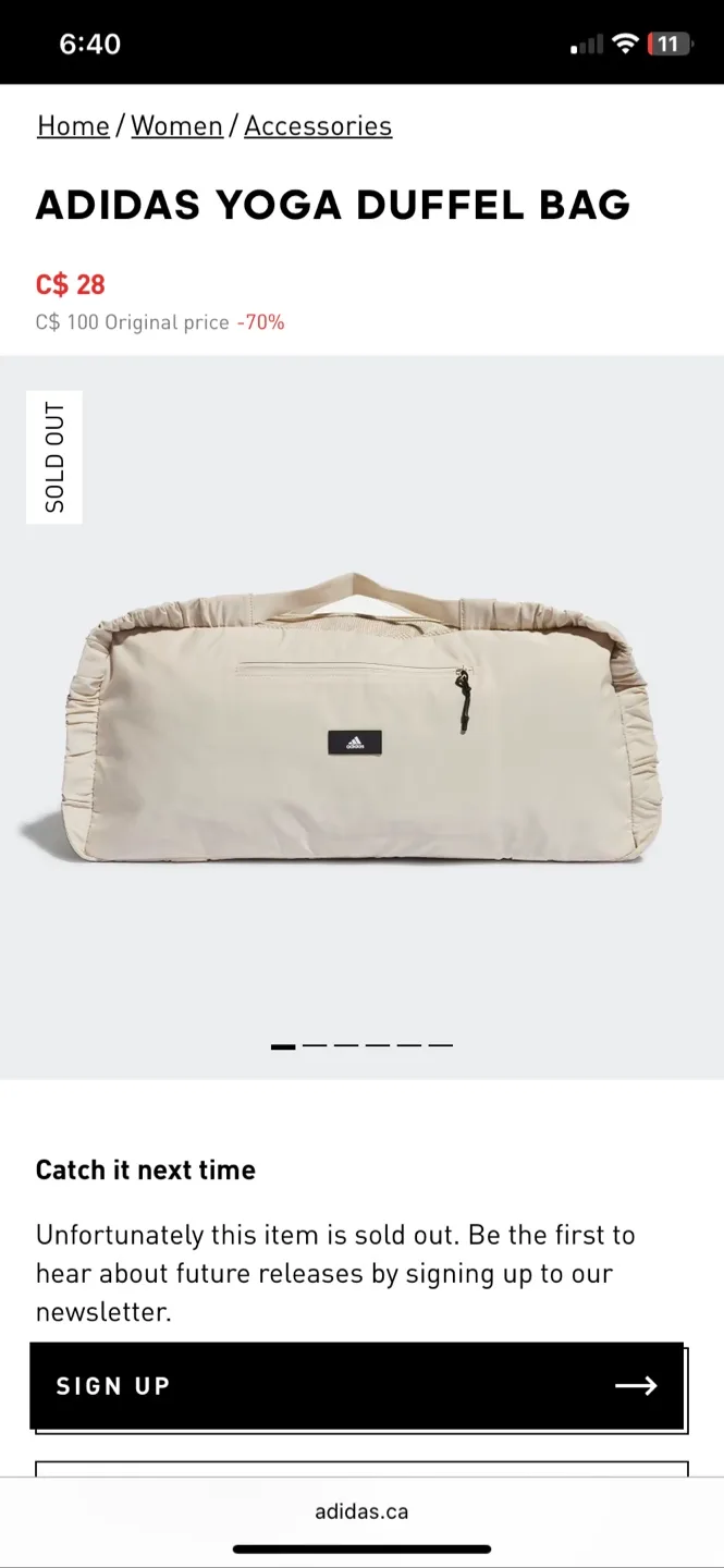 Moving Sale! Adidas Yoga Duffle Bag thumbnail