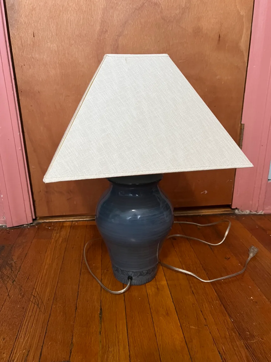 Blue Ceramic Table Lamp with Shade thumbnail