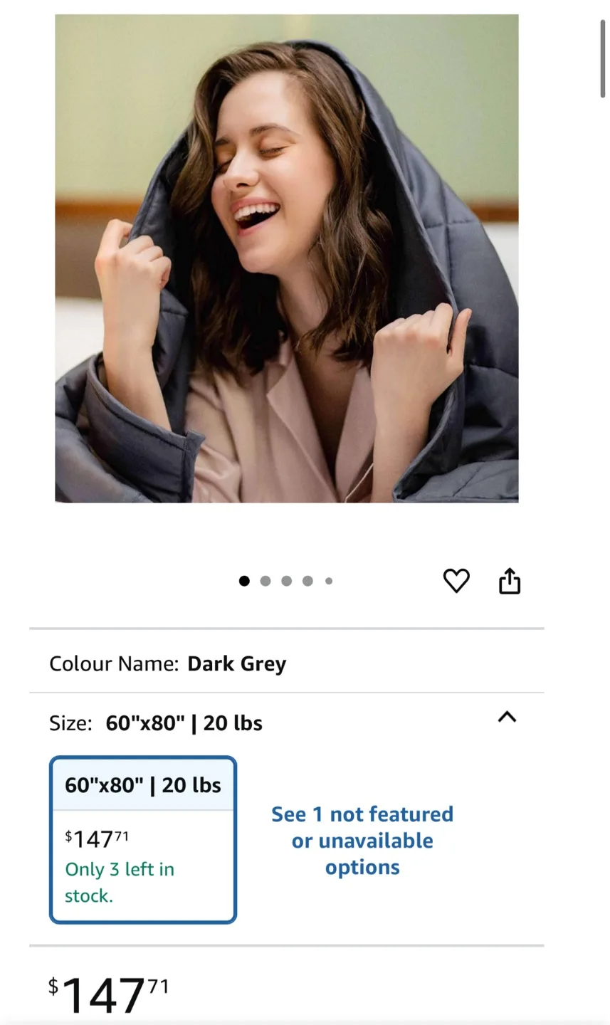 New! Smart Queen Size Weighted Blanket - Dark Grey image indicator(2)