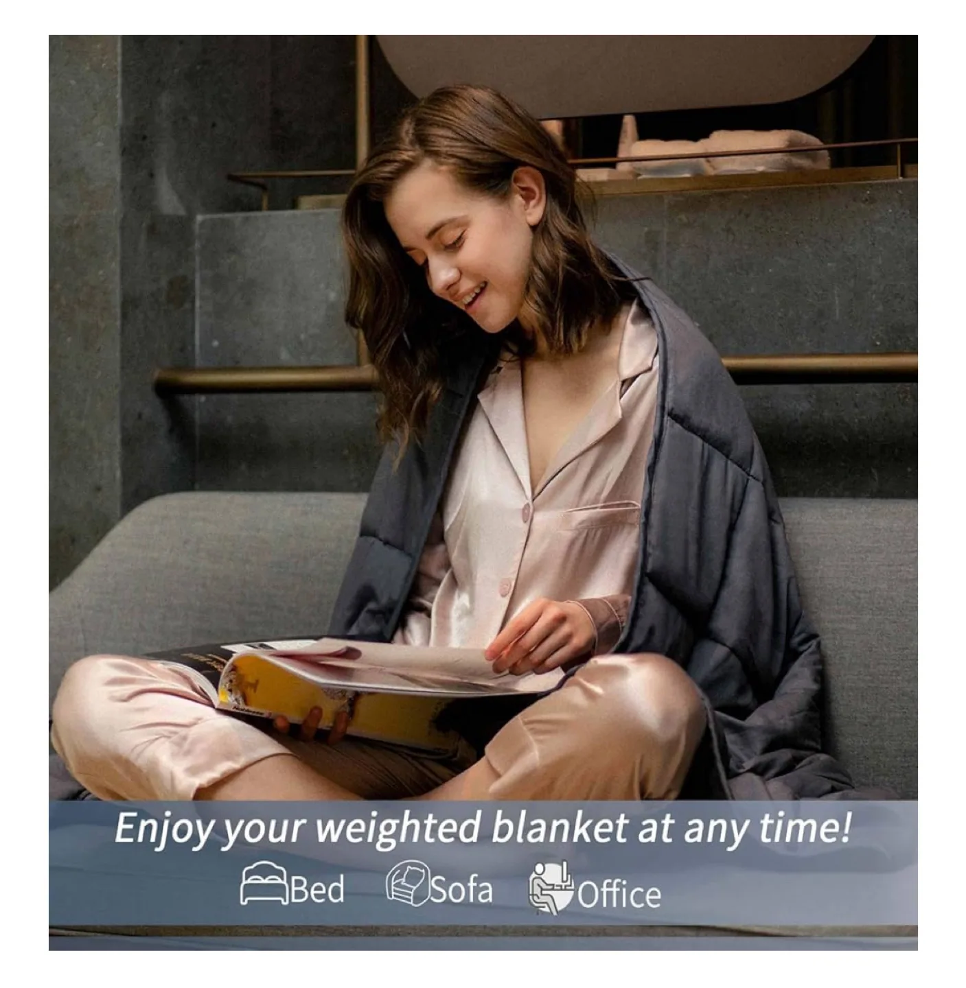 New! Smart Queen Size Weighted Blanket - Dark Grey image indicator(4)