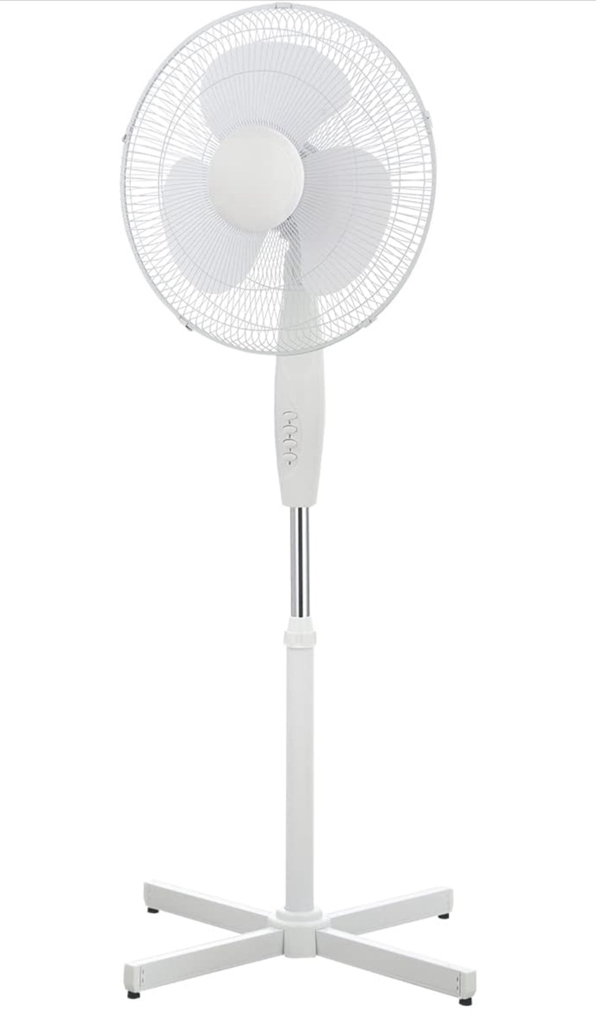 ToolTech 16" Oscillating Stand Fan - White