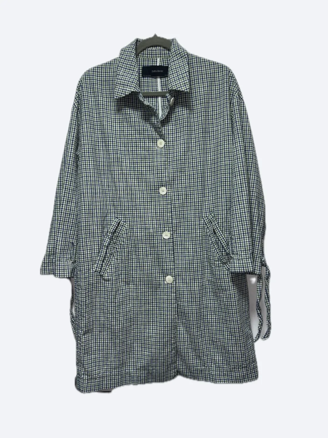 Gingham Zara Trench Coat - Women’s Large thumbnail