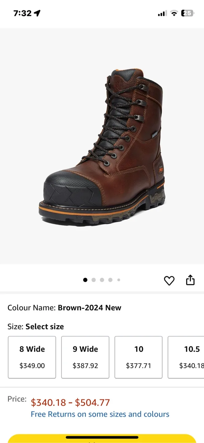 Timberland PRO 8" Mens Brown Leather Work Boots - Size 10 image indicator(9)