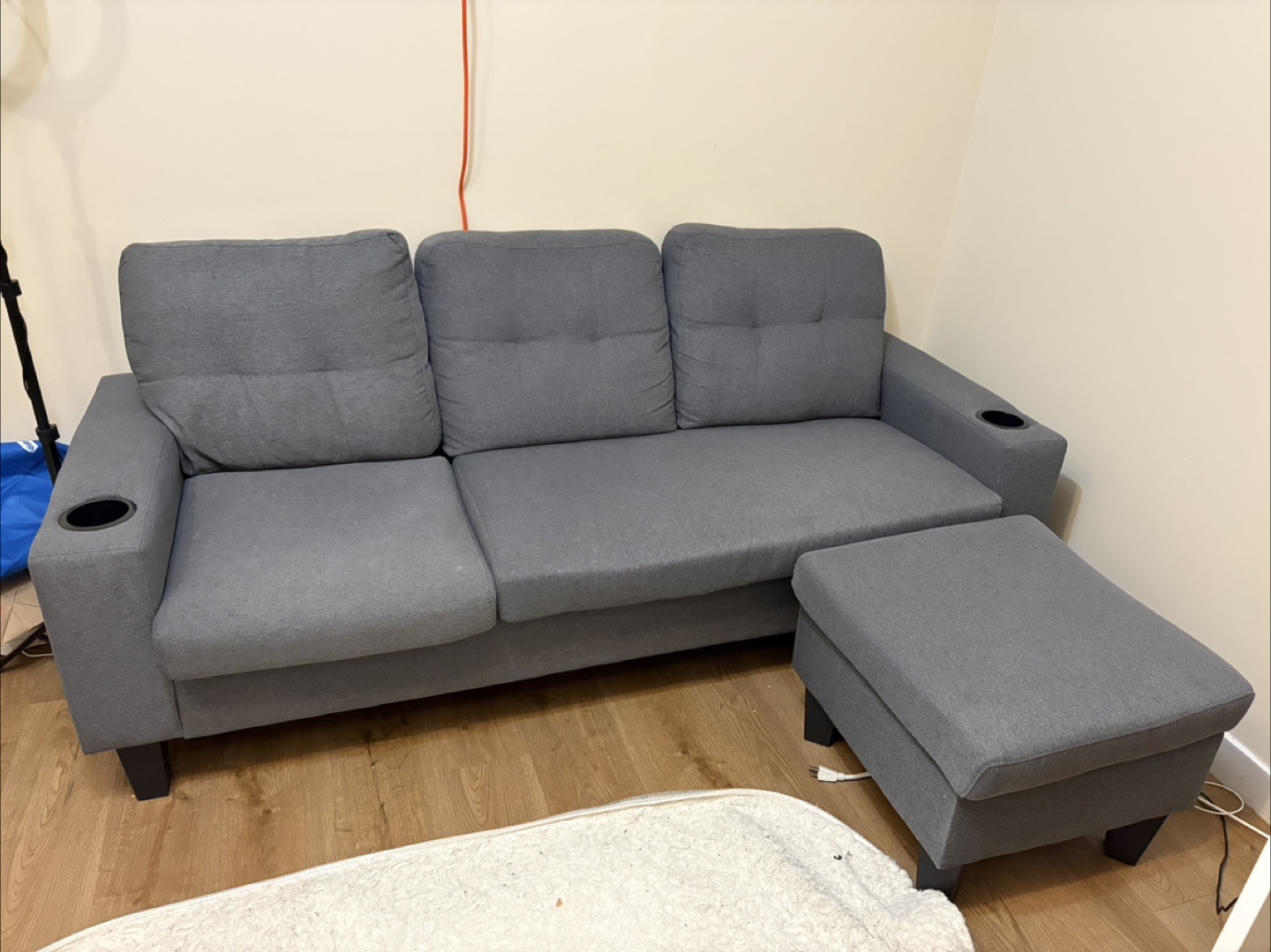 Grey Sofa with Chaise Lounge & Ottoman - photo 4