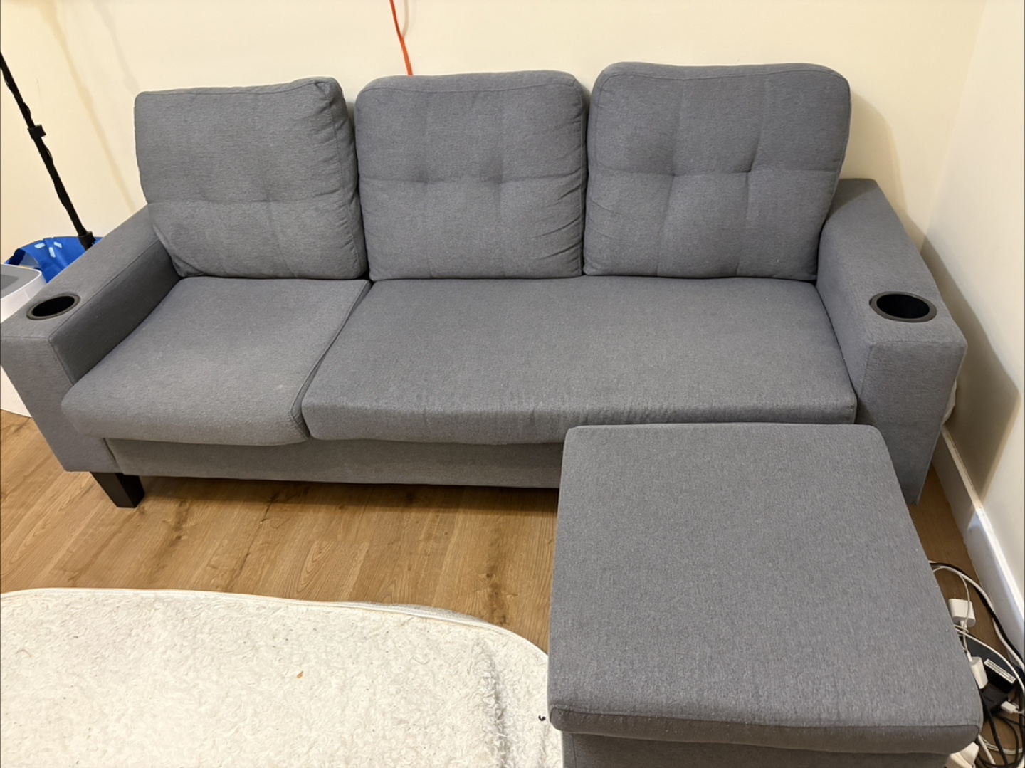 Grey Sofa with Chaise Lounge & Ottoman - photo 3