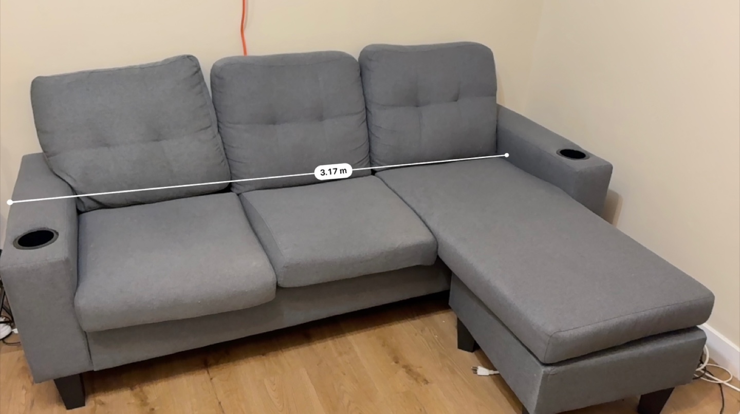 Grey Sofa with Chaise Lounge & Ottoman - photo 2