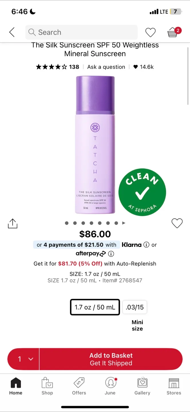 Tatcha The Silk Sunscreen SPF 50 image indicator(2)