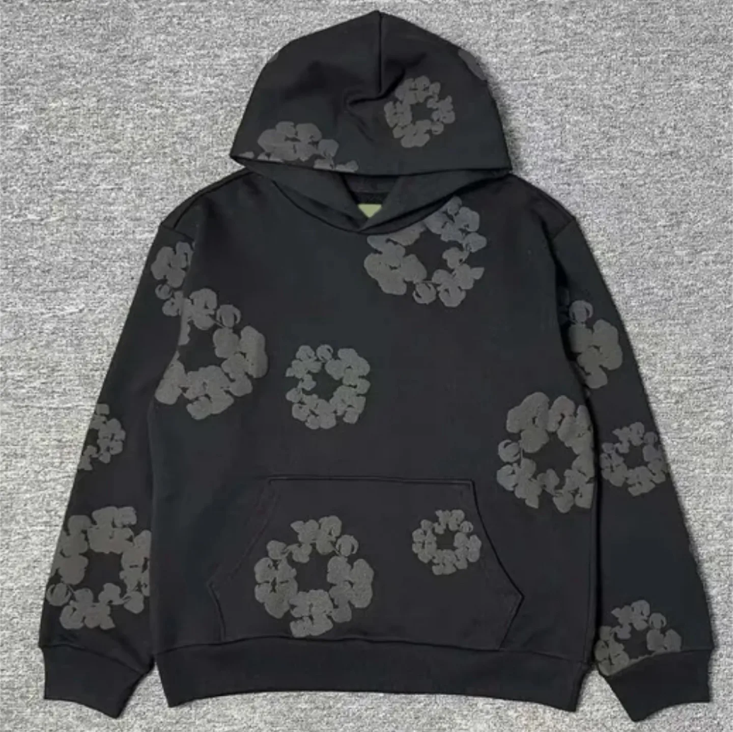 Black Floral Pattern Hoodie thumbnail