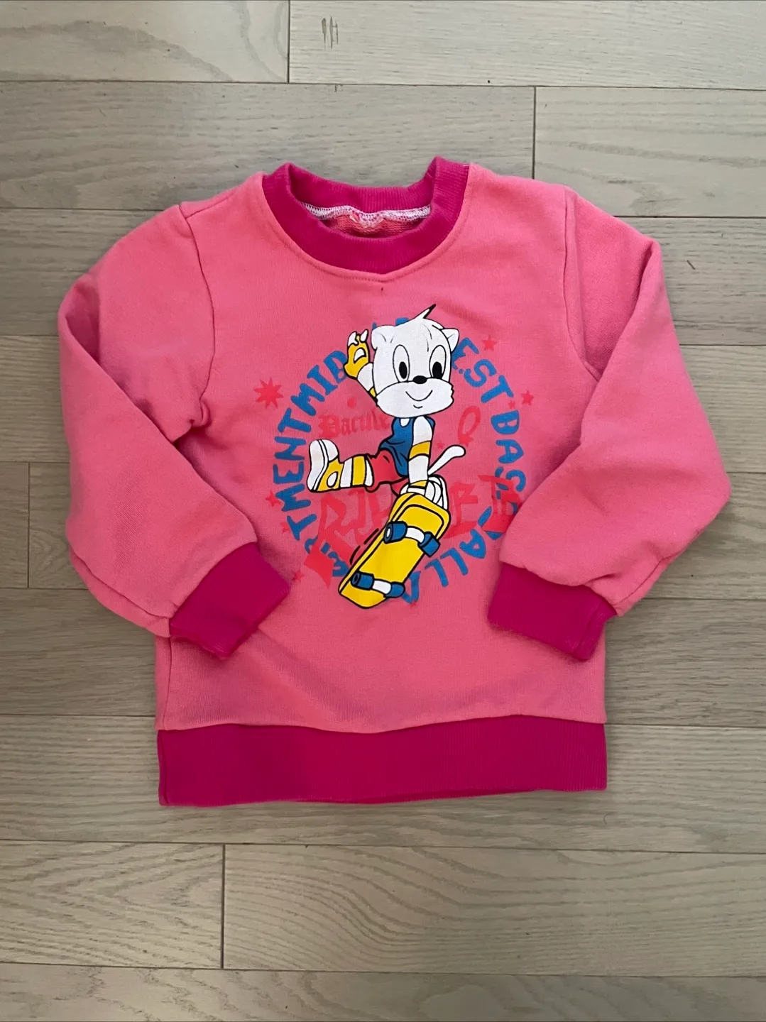 🇨🇦🍁Pink Kids' Sweatshirt with Cartoon Cat thumbnail