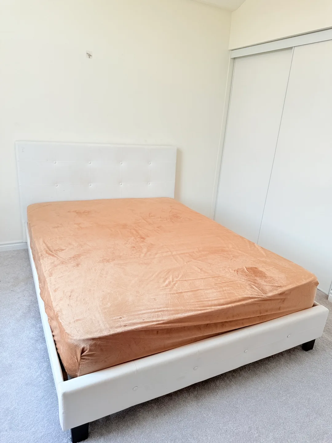 White Faux Leather Queen Bed Frame thumbnail