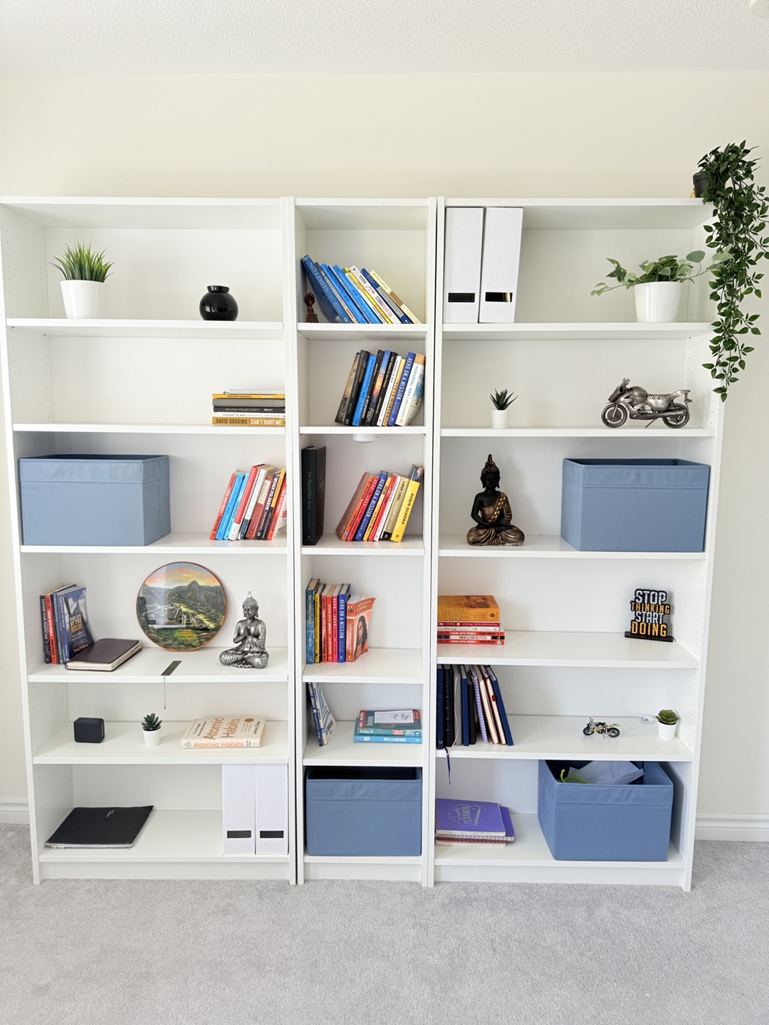 3 White Bookcases