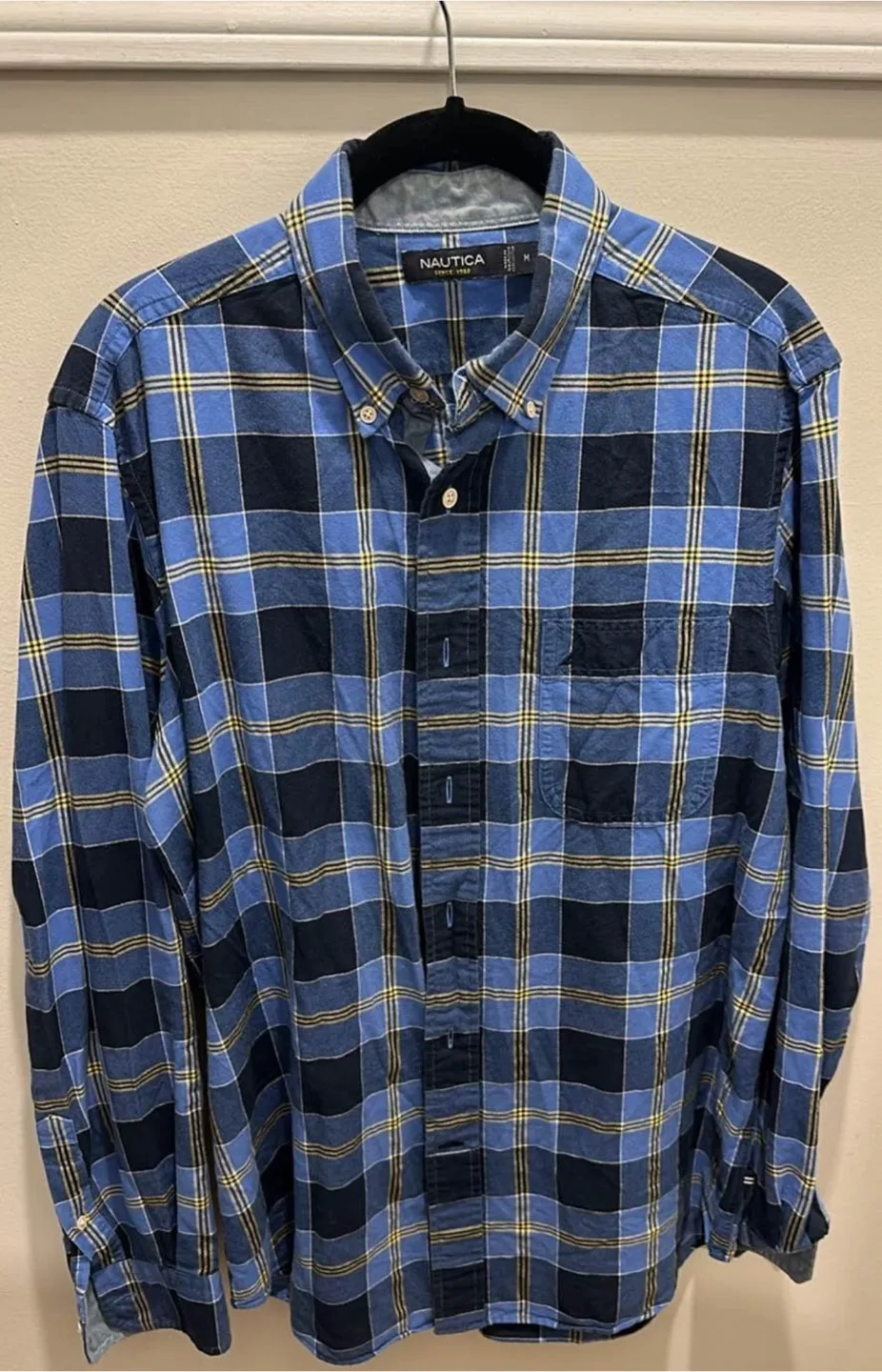 Nautica Blue Plaid Button-Down Shirt - Size M thumbnail