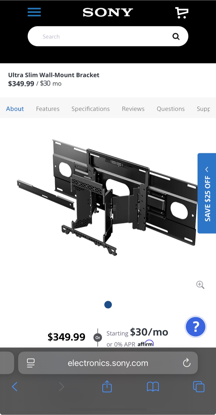 Sony SU-WL855 Ultra Slim Wall-Mount Bracket - New in Box!
