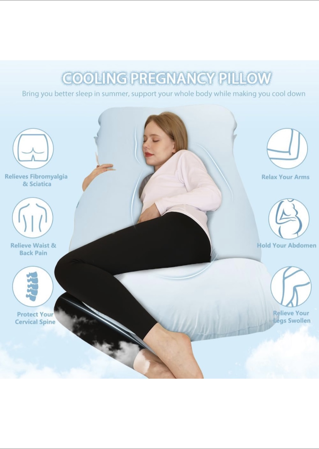 59 inch Cooling Pregnancy Pillow - Full Body Support
