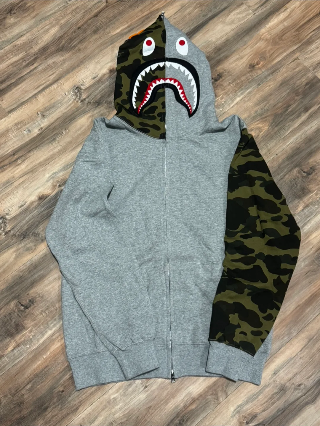 BAPE Shark Full Zip Hoodie - Grey/Camo thumbnail