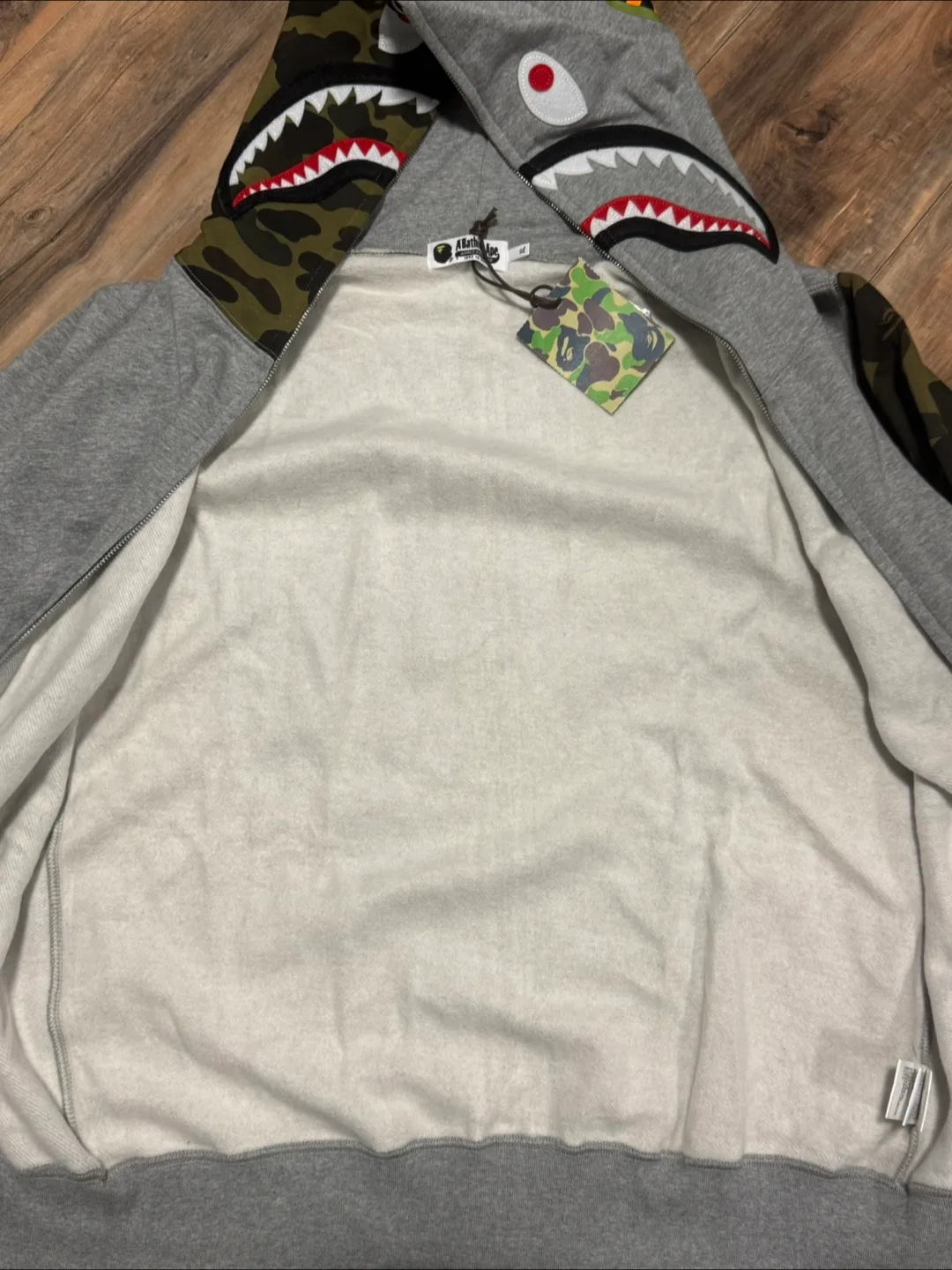 BAPE Shark Full Zip Hoodie - Grey/Camo image indicator(4)
