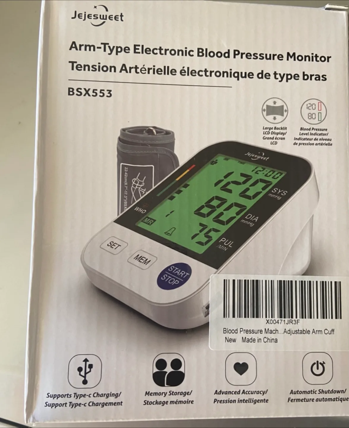 Jejesweet Arm-Type Electronic Blood Pressure Monitor thumbnail