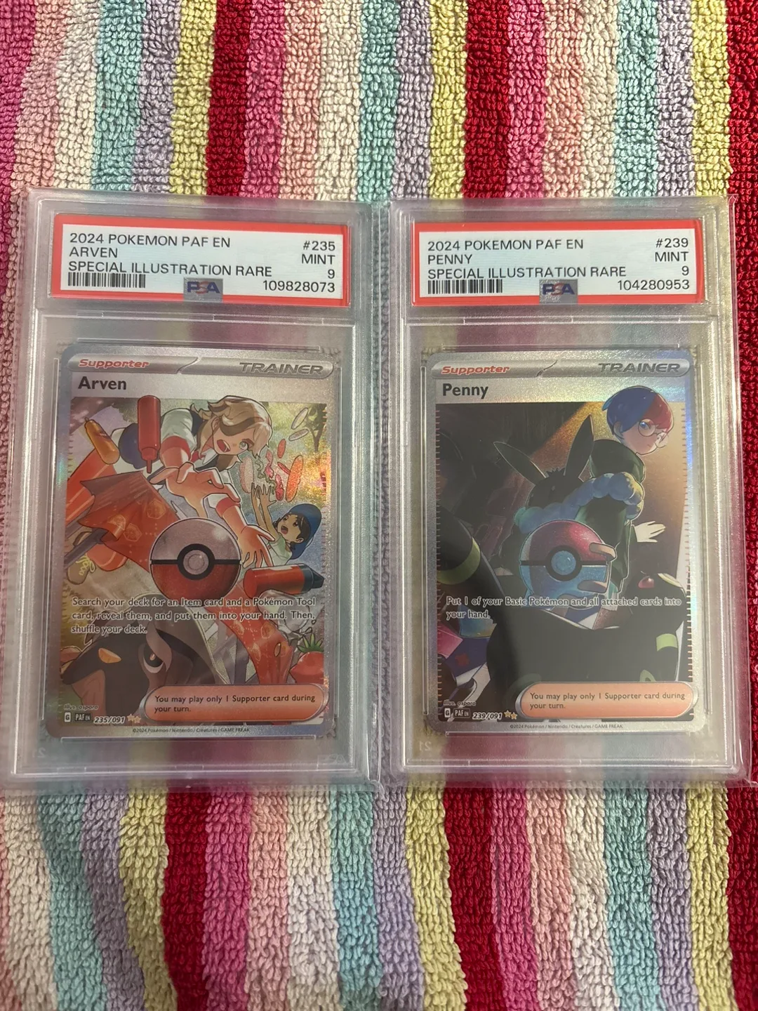 Penny PSA9 + Arven PSA9 special illustration rare (very clean!) thumbnail