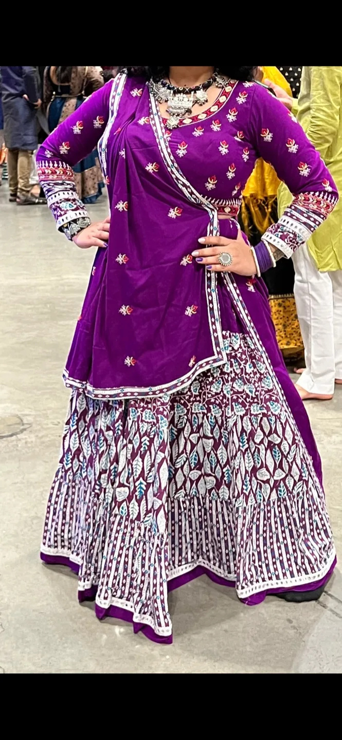 Purple Embroidered Lehenga Choli Set thumbnail
