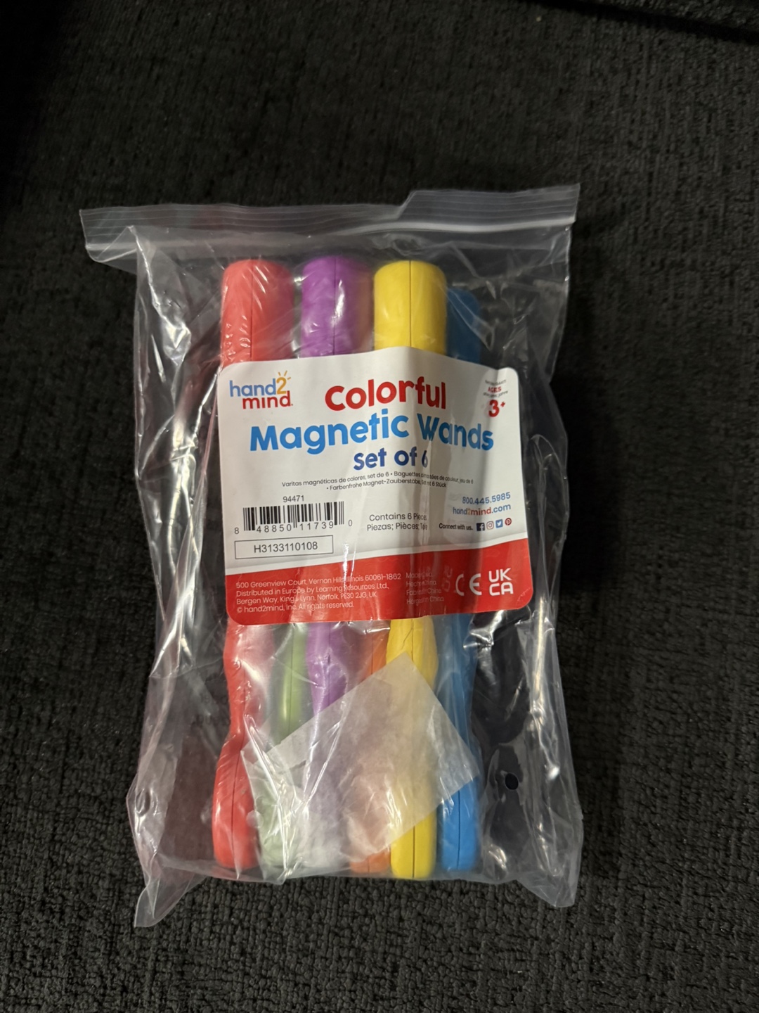 Hand2mind Colorful Magnetic Wands Set of 6, New - photo 2