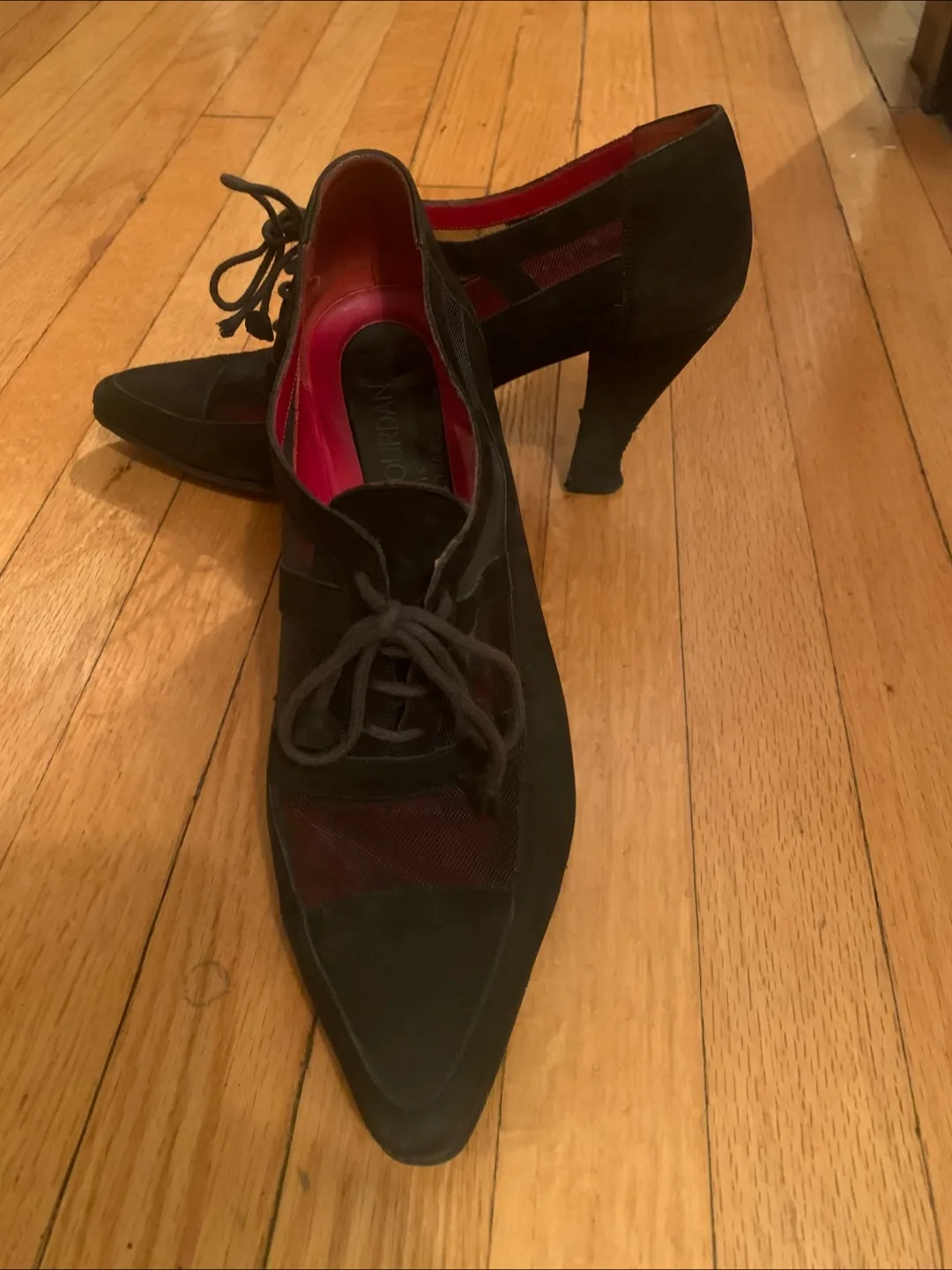 Charles Jourdan Paris Black Lace-Up Heels thumbnail