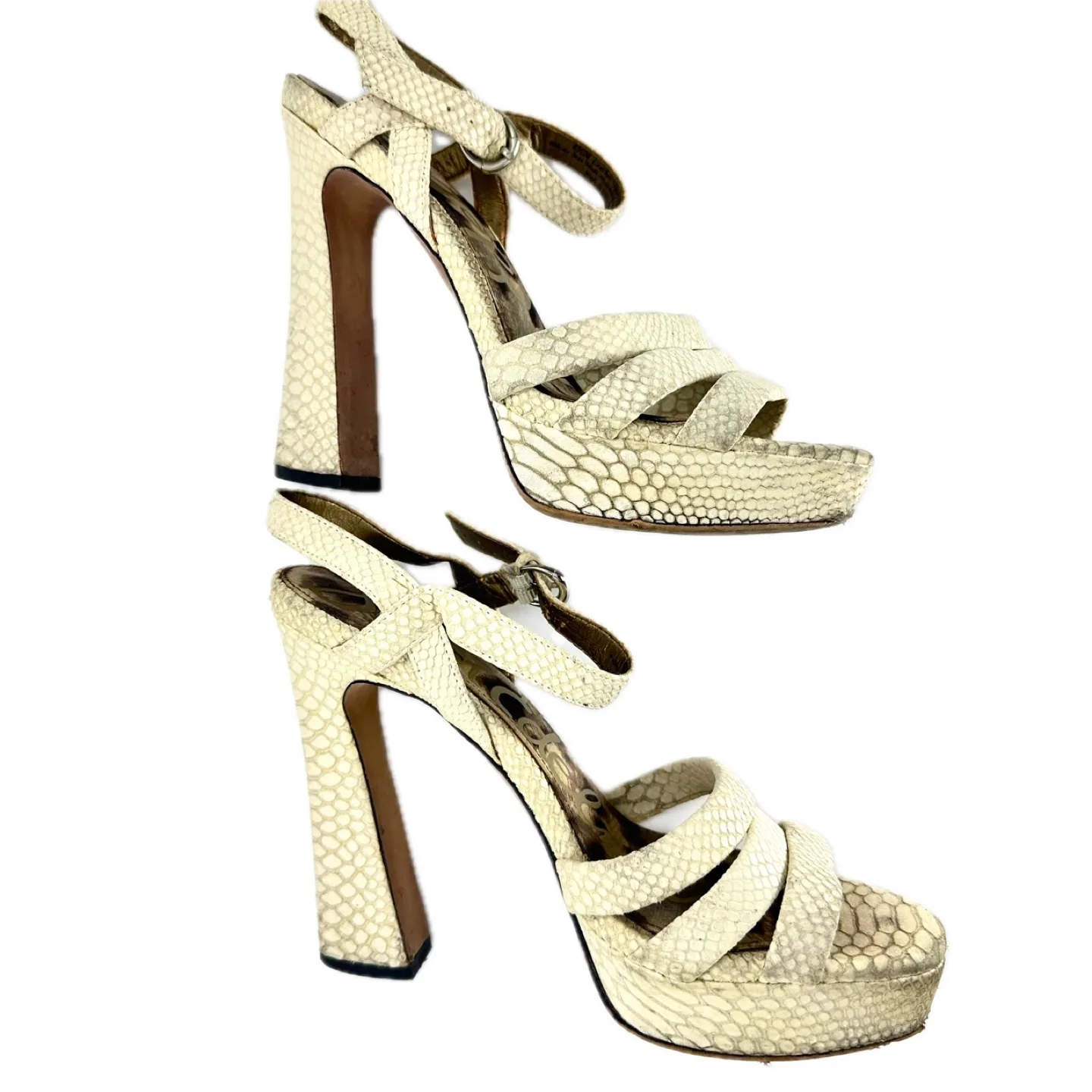 Sam Edelman Taryn Beige Leather Platform Ankle Strap Sandals 8.5 image indicator(4)