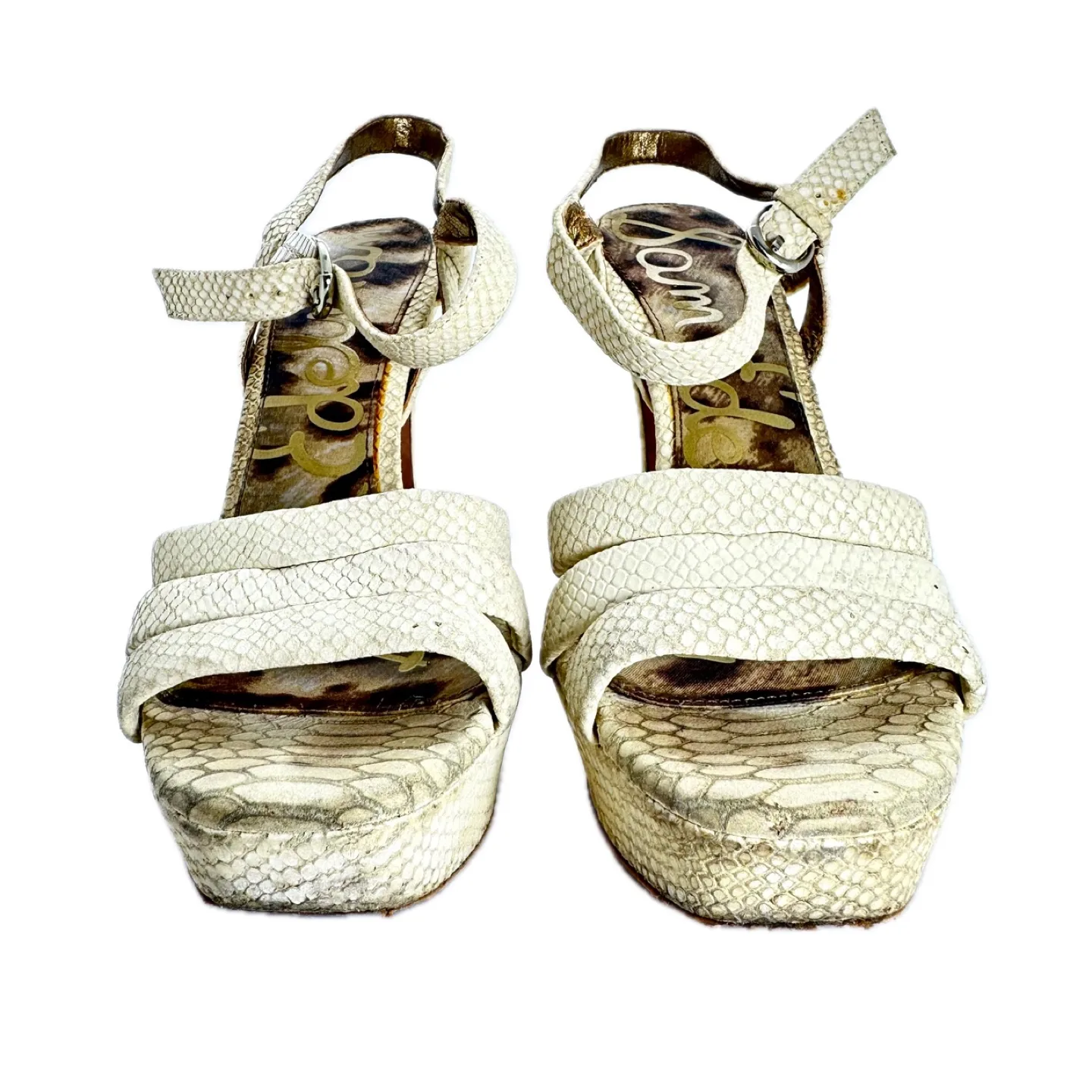 Sam Edelman Taryn Beige Leather Platform Ankle Strap Sandals 8.5 image indicator(2)