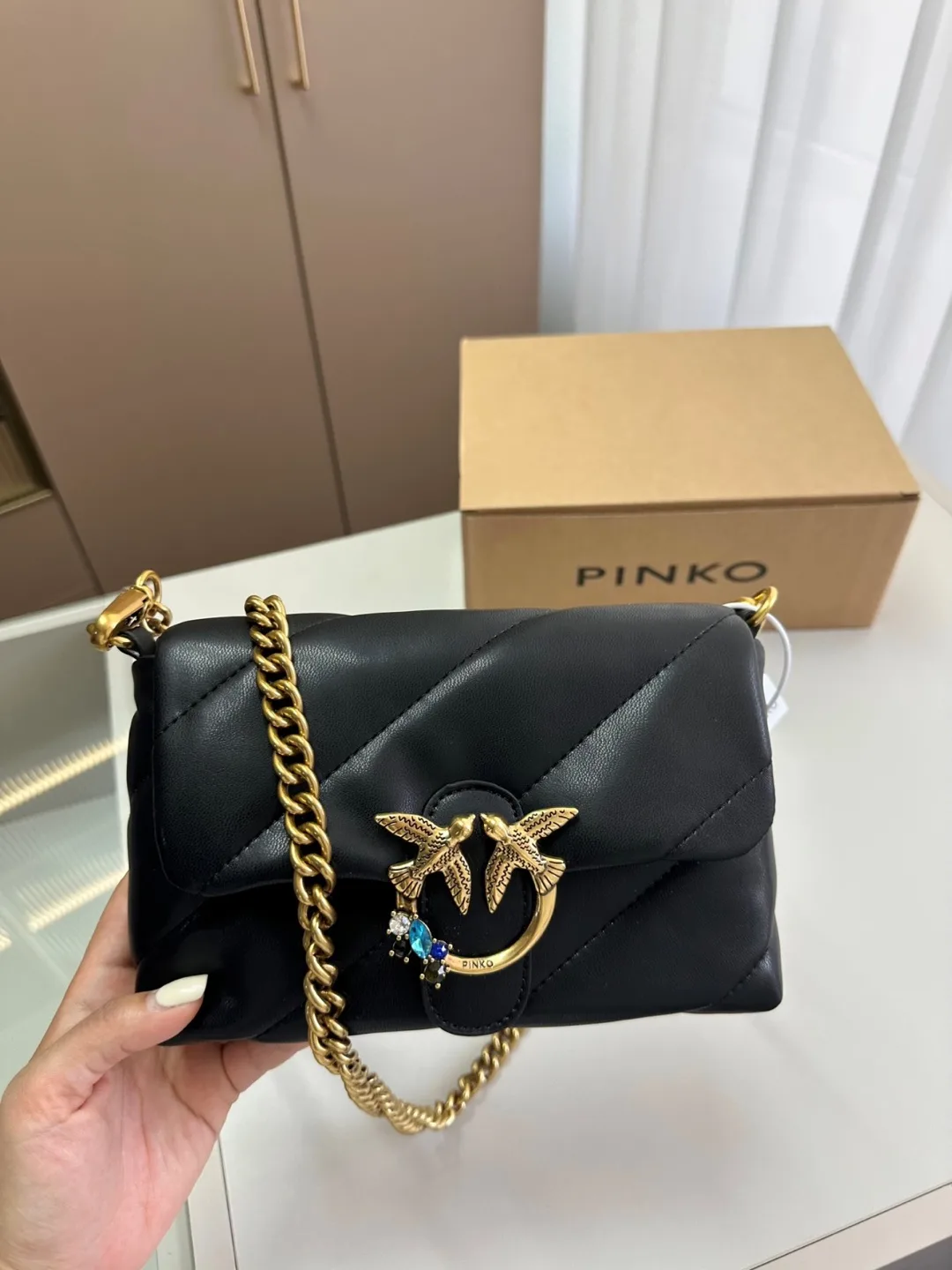 Pinko Love Puff Maxi Quilt Bag - Black thumbnail