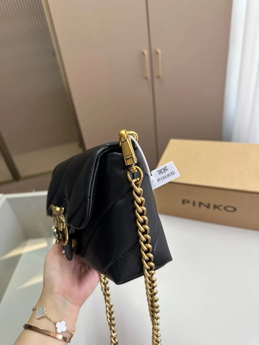 Pinko Love Puff Maxi Quilt Bag - Black image indicator(4)