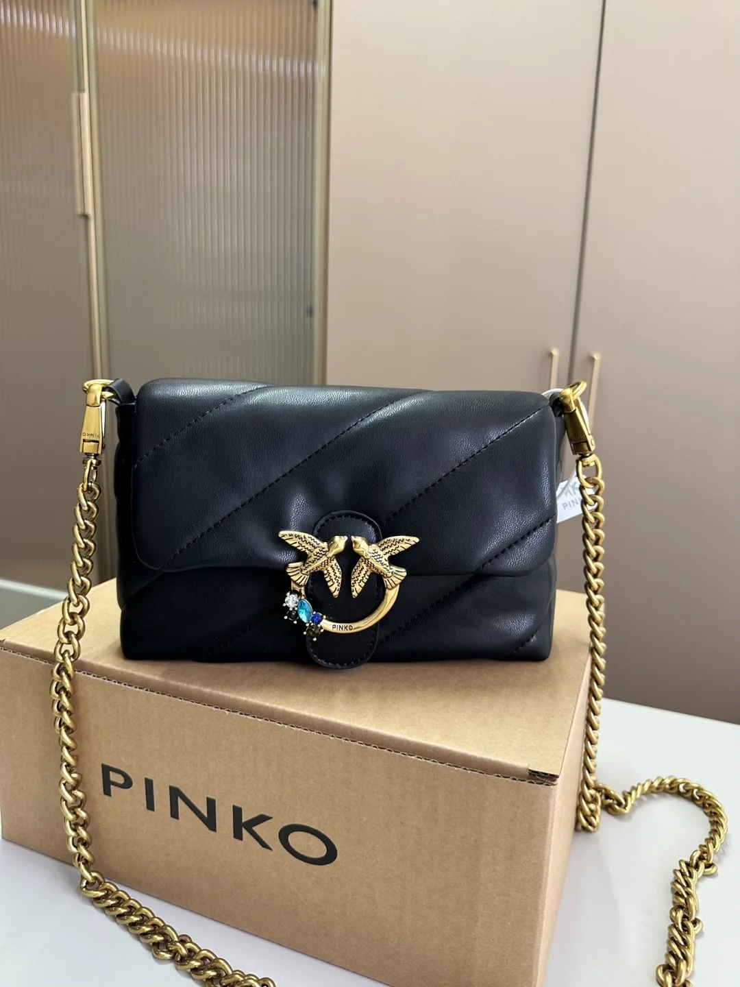 Pinko Love Puff Maxi Quilt Bag - Black image indicator(3)