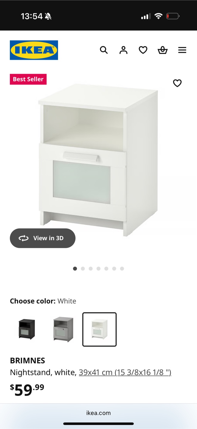 IKEA Brimnes White Nightstand