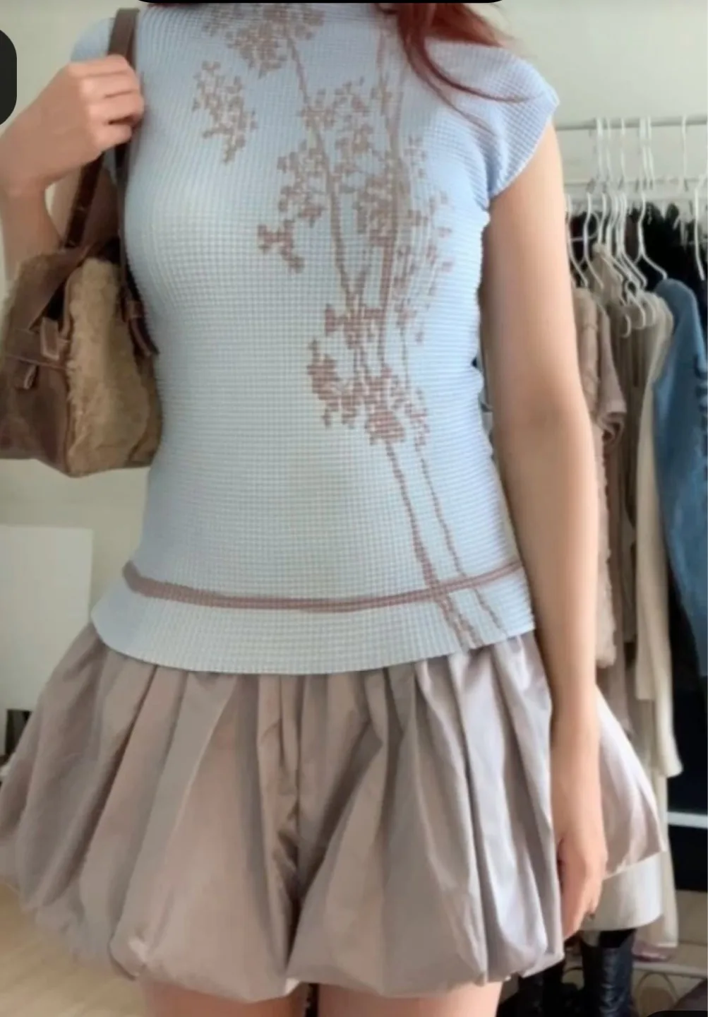 Viral waffle knit top thumbnail
