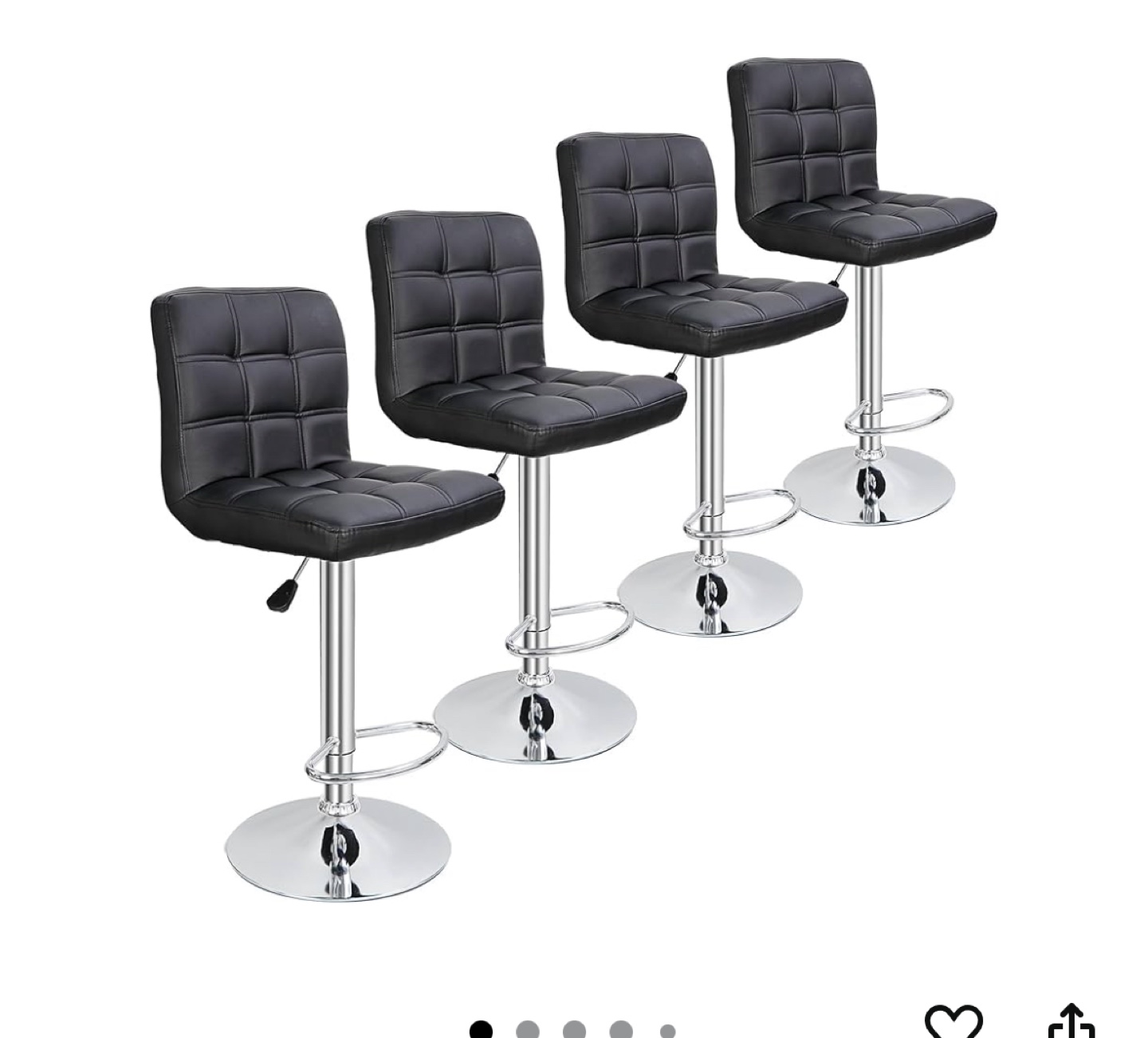 Set of 4 Black Swivel Bar Stools with table