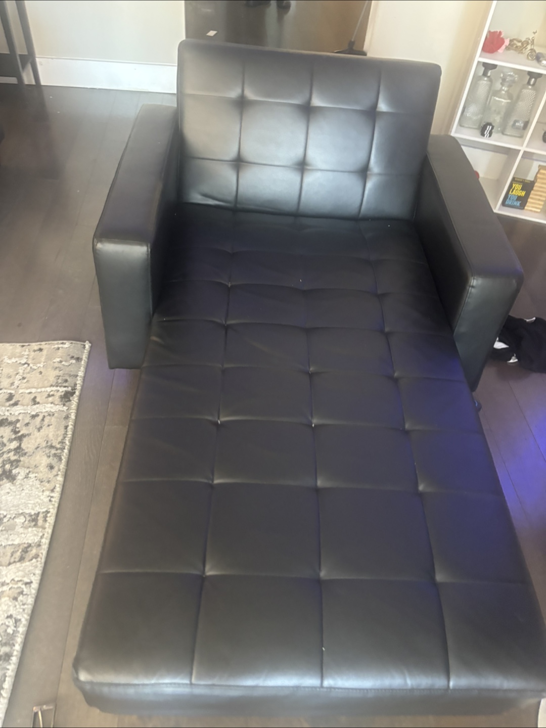 Black Leather Chaise Lounge